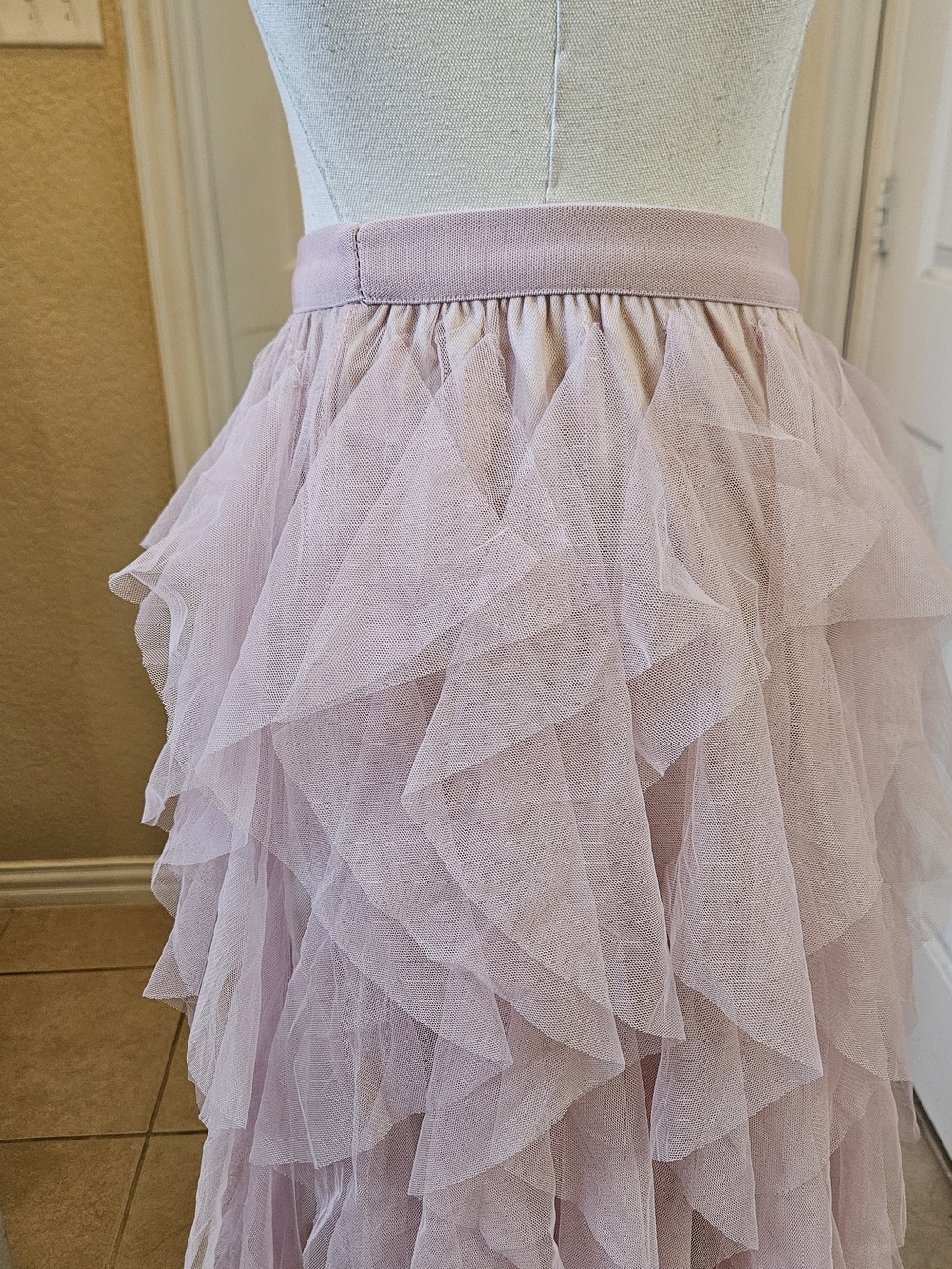 Romantic Layered Tulle Midi Skirt in Dusty Rose - Picture 7 of 10